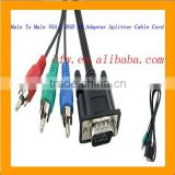 Male To Male VGA 3 RGB AV Adapter Splitter Cable