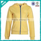 women girl lady hooded tops, hooded tops hoody with zip, anti-wind blank yellow hooded tops (lyt080030)