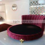 Hotel Bedroom Furniture Fabric Round Bed Glod Leaf Classic Solid Wood Legs DHR01 thumbnail-6