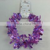 HOT SALE ! 9 Feet Holographic Lilac Holly Leaf Holiday Decoration Wired Tinsel Garlands
