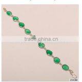 B0035-STERLING SILVER GREEN ONYX BEZAL DESIGN LIGHT REGULAR BRACELET 10.73 thumbnail-1