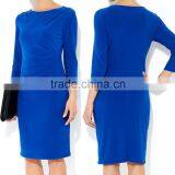 Royal Blue Formal Ladies Dress/half Sleeve Midi Length Latest Dress thumbnail-1