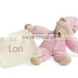 12" soft and cute Personalized Sleepyhead Bear with Security Blue Blanket Plush Baby Toy