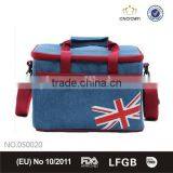 Denim Canvas Lunch Bag With Handle and Front Pocket thumbnail-2