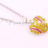 New Arrival Crystal Rhinestone Softball Hearts Necklaces thumbnail-3