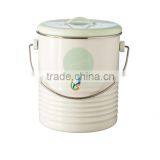 Cream Colored Metal Vintage Compost Caddy