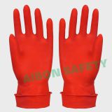 Red rubber household gloves