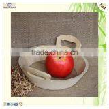 Customized Handmade Handle Round Wood Organizer Tray thumbnail-4