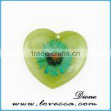 New Fashion Heart Shape Transparent Real Flower Resin Charm Pendants thumbnail-3