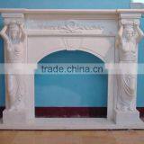 white marble indoor freestanding fireplace mantel with lady statue NTMF-F835S