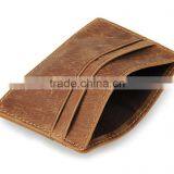 Handmade Men's RFID Blocking Crazy Horse Leather Slim Front Pocket Wallet Card Holder