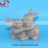 BSCI Audit Factory EASTER Decoration Glazed White/grey Ceramic Rabbits thumbnail-3
