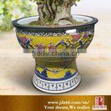 Yellow Glazed Engraved Large Ceramic Pot for Decoration thumbnail-1