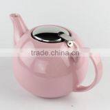 With S/S Lid and Fliter Pink Color Ceramic Teapot thumbnail-5