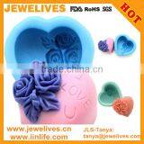 Valentine's Day Heart Shape 3D Silicone Rubber Soap Molds With Embossed Rose Flower thumbnail-1