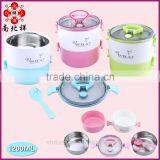 1.8L New Stainless Steel TwoLayer Round Shape Heated Bento Lunch Box