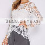 Guangzhou OEM factory women clothes long sleeve lace fancy tops summer sexy women tops