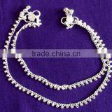 SILVER TONE PAISLEY Chain Payal ANKLETS Feet Bracelet PAIR thumbnail-1