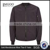 MGOO Pocket Sleeve High Shine Bomber Jacket Dark Grey 100%Polyester Thin Zip Up Autumn Coat thumbnail-1