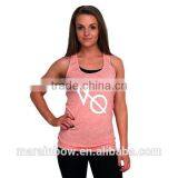 Heather Polyester Spandex Fitness Tank Top Women Athletic Tank Custom Printed Gym Tank Top OEM Wholesale Gym Stringer thumbnail-2