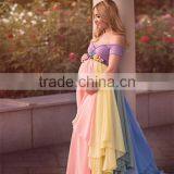 Rainbow Baby Girls Gown Multi-layer Maxi Mommy And Me Long Dress Chiffon New Style thumbnail-4