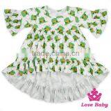 Long Front Long Back Printed Ruffle Fashion Beautiful Toddler Girls' Dress With 2 Pocket Velvet Frock Design thumbnail-5