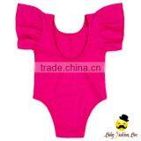 Summer Plain White Kids Flutter Sleeve Ruffle Design Infant Soft Cotton Baby Girl One Piece Blank Bodysuit Jumpsuit Petti Romper thumbnail-2