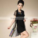 Middle Age Woman Fashion False Two-pieces Dress thumbnail-4