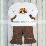 Thanksgiving Polka Dots Turkey Boutique Outfits Wholesale Children's Boutique Clothing Polka Dots Turkey Emboidered Outfits thumbnail-1