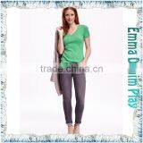 Hot Style Green Colorfast Simple Design Tight Wear Ladies Heart Neck T-Shirts for Summer Clothes thumbnail-1