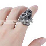 Titanium Steel Punk Unadjustable Rings Antique Silver Skull thumbnail-3