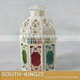 13cm Tall Black White Painting Iron Carving Design Colorful Glass Lamp Shade thumbnail-2