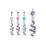 New Surgical Steel CZ Dangle Navel Ring Body Piercings Jewelry For Lady thumbnail-1