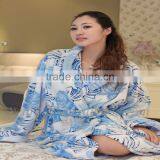 Jacquard Big Leaf Coral Fleece for Ladies Robe thumbnail-1