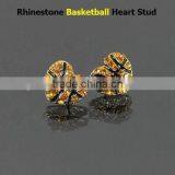 2015 Factory Price Full All Sports Rhinestone Heart Stud Earrings Baseball Stud Earrings thumbnail-3