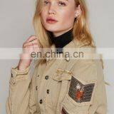 OEM Retro Army Style Cotton Shirt Jacket for Women thumbnail-2