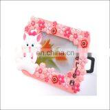 Cute little mice pink flowers photo frame