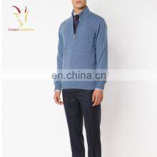 Merino Wool Men's Stand Collar Sweater 1/4 Zip Cashmere Pullover Sweater thumbnail-3