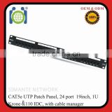 22-26 AWG Solid Wire 19 inch 24 port Patch Panel