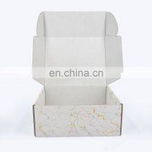 Folded Corrugated Paper Cardboard Clothing Shoes Packing Custom Printed LOGO Marbling Luxury Shipping Packaging Paper Box