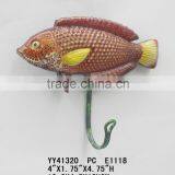 Wholesale Cheap Embossed Fish Shape Single Metal Wall Hook thumbnail-1