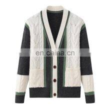 Women's Customized V-Neck Cardigan Wholesale Casual Solid Pattern Chunky Knit Button Winter Cashmere Sweater thumbnail-1