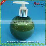 Empty Plastic Ball Shape PET Bottle 150ml / Shiny Green Empty Bottle With Lotion Pump