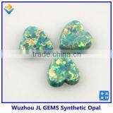 Synthetic Moon Yellow Light Green Machine Cut Heart Shape Opal Cabochon Make in China thumbnail-5