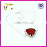 Hot new products fashion bracelet jewelry wholesale white gold plating thin chain red glass silver bracelet