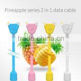 GOLF 2.1A Pineapple Series 2in1data Cable for Iphone 5/5s/6/6s/6plus 1m Quick Charge and Data Pinepple 2in1cable for Micro Phone thumbnail-2