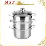 3 Layers Satin Polished Stainless Steel Steam Pot With Welded Handles thumbnail-1