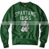 100% Polyester Customer Made Pullover Crew Neck Dark Green Sweat Shirt With Spartans Printing thumbnail-1