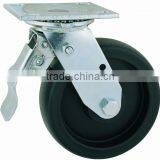 44 Series Double Ball Raceway Structure Top Plate Swivel Black PP Caster With Steel Total Brake thumbnail-1