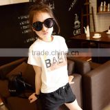 Factory Price Trendy Printing Letters White New Kids T-shirt for Girls